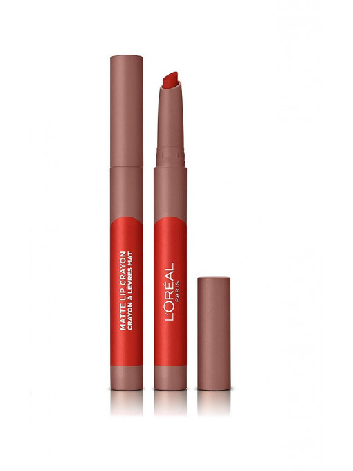 Ruj &amp; gloss, loreal | Loreal matte lip crayon ruj de buze mat caramel rebel110 | 1001cosmetice.ro