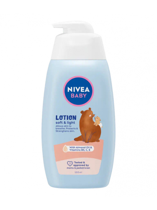 Lotiune Soft & Light cu Almond Oil, vitamina B5, C, E, NIVEA Baby, 500 ml
