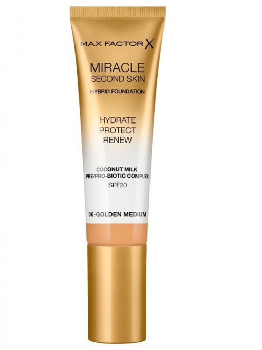 Make-up, max factor | Max factor miracle second skin fond de ten hybrid golden medium 06 | 1001cosmetice.ro
