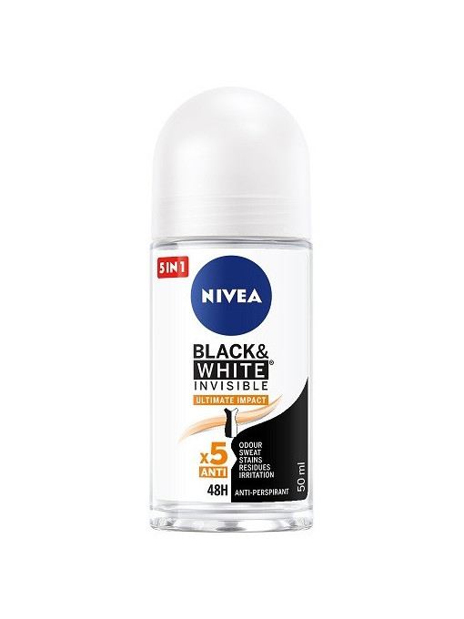 Spray &amp; stick dama | Nivea black & white invisible ultimate impact 48h protection roll on femei | 1001cosmetice.ro