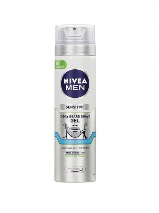 Nivea men sensitive skin 3 day beard anti-irritation gel de ras 1 - 1001cosmetice.ro