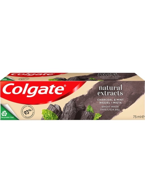 Pasta de dinti Colgate Natural Extracts Charcoal & Mint, cu extract natural de carbune si menta, 75 ml