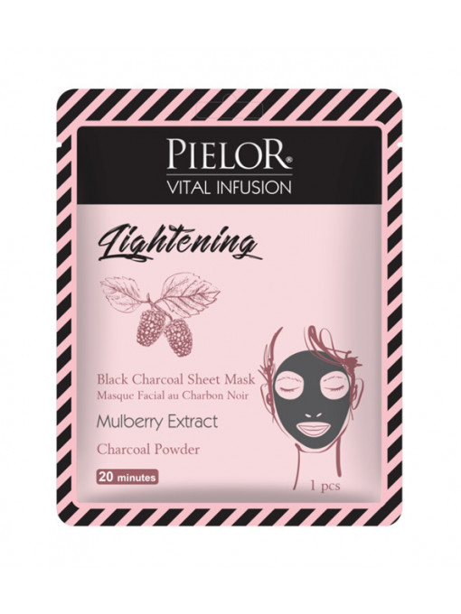 Pielor | Pielor vital infusion cooling black charcoal mask masca de fata textila iluminatoare cu carbune negru si dude | 1001cosmetice.ro