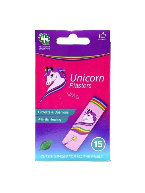 Plasturi sterili A&E, pentru diverse intrebuintari, Unicorn Plasters, 7.2 cm x 1.9 cm, set 15 bucati