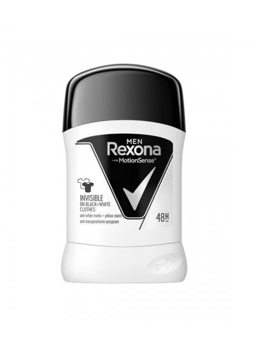 Spray &amp; stick dama, rexona | Rexona men motionsense invisible black+white antiperspirant stick | 1001cosmetice.ro