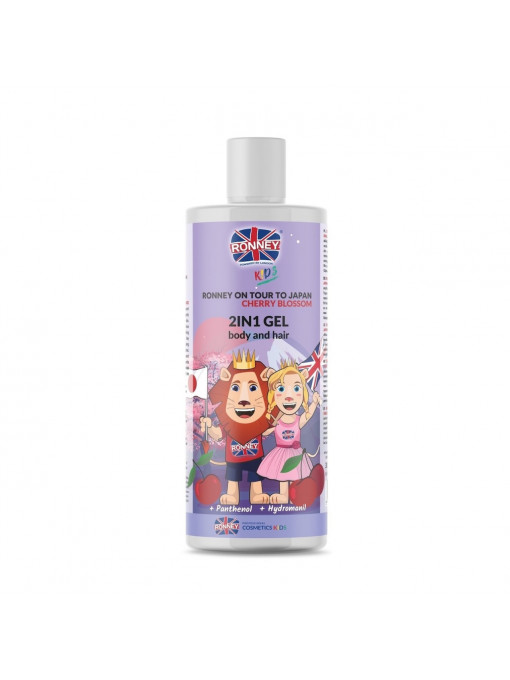 Ronney | Ronney on tour to japan 2 in 1 gel body and hair sampon + gel de dus pentru copii cherry blossom | 1001cosmetice.ro
