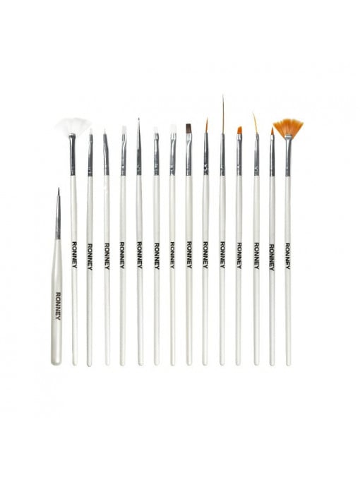 Accesorii unghii, ronney | Ronney professional set 15 pensule pentru manichiura rn 00472 | 1001cosmetice.ro