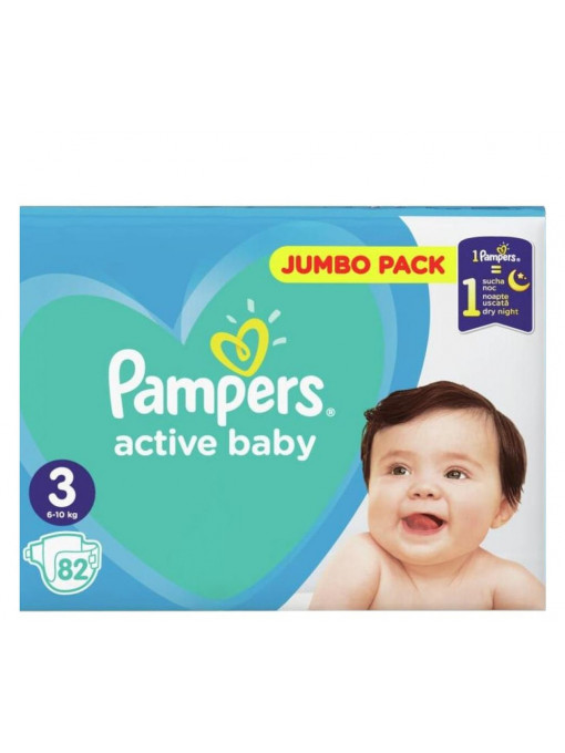 Copii, pampers | Scutece pentru copii, active babby nr.3, 6-10 kg., giant pack 82 bucati, pampers | 1001cosmetice.ro