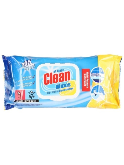 Servetele umede multisuprafete, cu Lamaie Clean At Home, 55 buc
