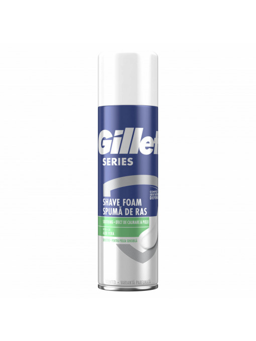 Spuma de ras cu aloe vera cu efect de calmare a pielii, Gillette Series Soothing, 250 ml