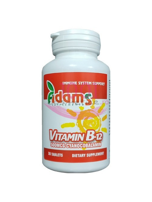 Suplimente &amp; produse bio, afectiuni: sistem nervos - depresie | Adams vitamin b-12 500mcg suplimente alimentare 30 tablete | 1001cosmetice.ro