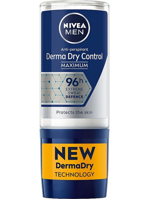 Spray &amp; stick barbati | Antiperspirant roll-on derma dry control 96h nivea men, 50 ml | 1001cosmetice.ro