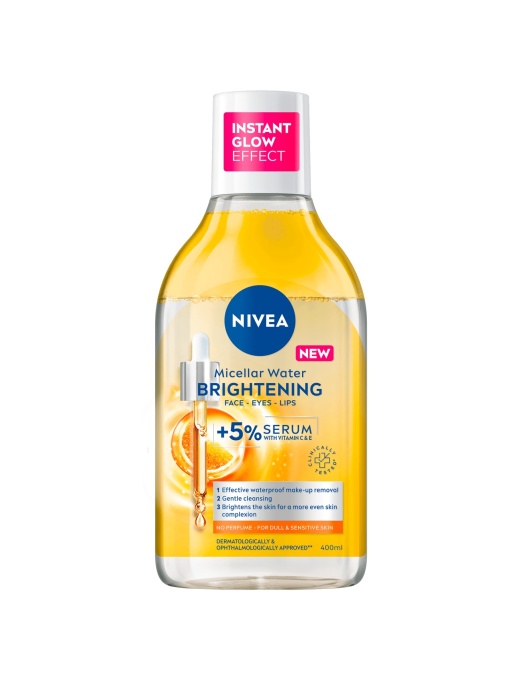 Apa micelara cu efect de iluminare pentru toate tipurile de ten, Skin Glow, Nivea, 400 ml
