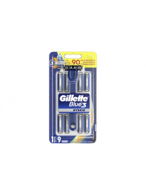 Gillette | Aparat de ras blue3 hybrid + 9 rezerve gillette | 1001cosmetice.ro