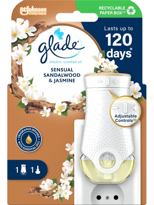 Curatenie, glade | Aparat electric odorizant + rezerva lichida 20 ml sensual sandalwoods & jasmine, glade | 1001cosmetice.ro