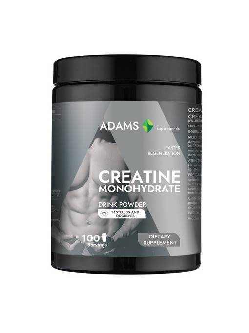 Creatina monohidrata, pulbere, fara aroma si miros, Adams, 450 g