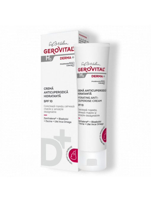 Gerovital | Cremă anticuperozică hidratantă spf 10 h3 derma+ gerovital | 1001cosmetice.ro