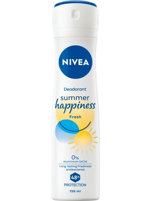 Spray &amp; stick dama | Deodorant spray 48h, 0% aluminiu, summer happiness fresh, nivea, 150 ml | 1001cosmetice.ro