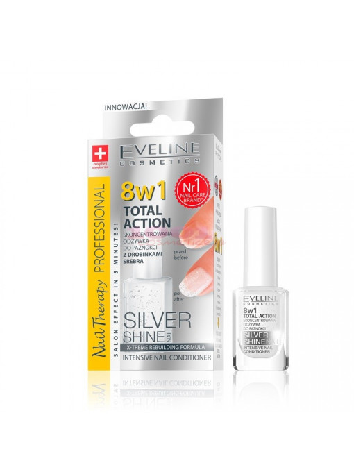 Ingrijirea unghiilor, eveline | Eveline cosmetics 8 in 1 total action tratament 8 in 1 silver shine | 1001cosmetice.ro