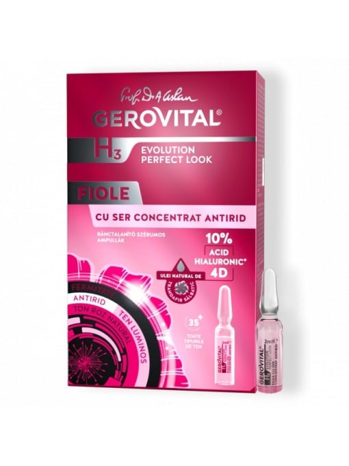 Fiole cu Acid Hialuronic 10% 4D H3 Evolution Perfect Look Gerovital 10x 2 ml