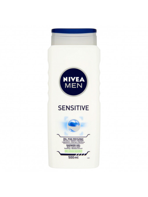 Gel de dus, nivea | Gel de dus sensitive cu extract de bambus, nivea men, 500 ml | 1001cosmetice.ro