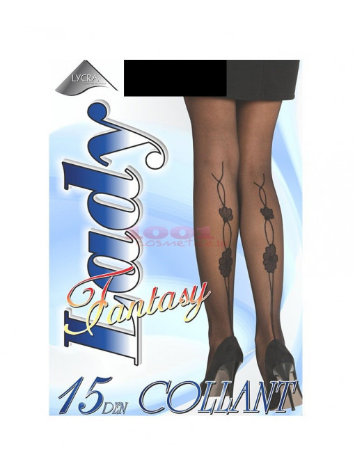 Lucy dan colectia lady fantasy ciorapi cu model floare gamba lycra 15 den culoare negru 1 - 1001cosmetice.ro