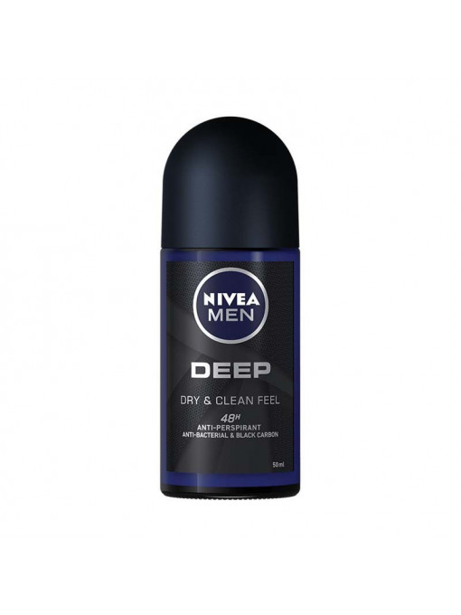Spray &amp; stick barbati, nivea | Nivea men deep anti-bacterial & black carbon 48h anti-perspirant roll on | 1001cosmetice.ro