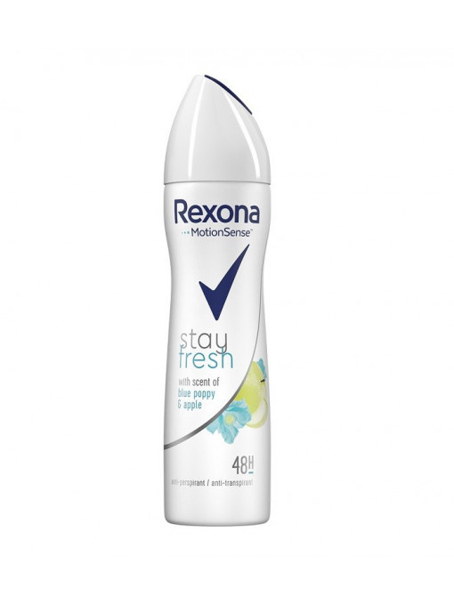 Spray &amp; stick dama, rexona | Rexona motionsense stay fresh antiperspirant spray women with scent of blue poppy & apple | 1001cosmetice.ro