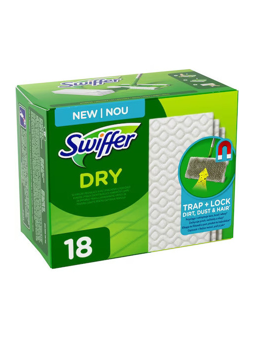 Swiffer | Rezerve lavete uscate pentru pardoseala trap & lock , swiffer, 18 bucati | 1001cosmetice.ro