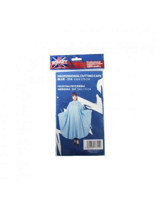 Ronney professional waterproof pelerina profesionala pentru tuns lunga blue 214 1 - 1001cosmetice.ro