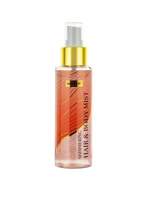 Spray corp, sence | Spray cu efect de stralucire pentru par si corp, peachy shimmering hair & body mist, sence, 100 ml | 1001cosmetice.ro
