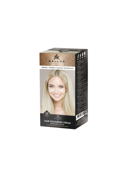 Vopsea pentru par, Kallos Glow, Blond Perlat 128