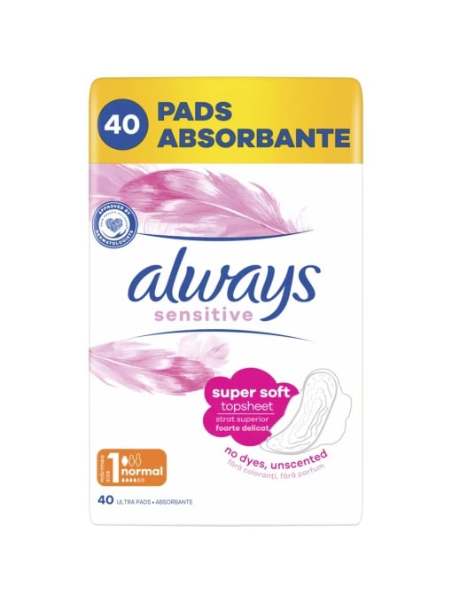 Absorbante Always Sensitive Super Soft, Normal 1, pachet 40 bucati