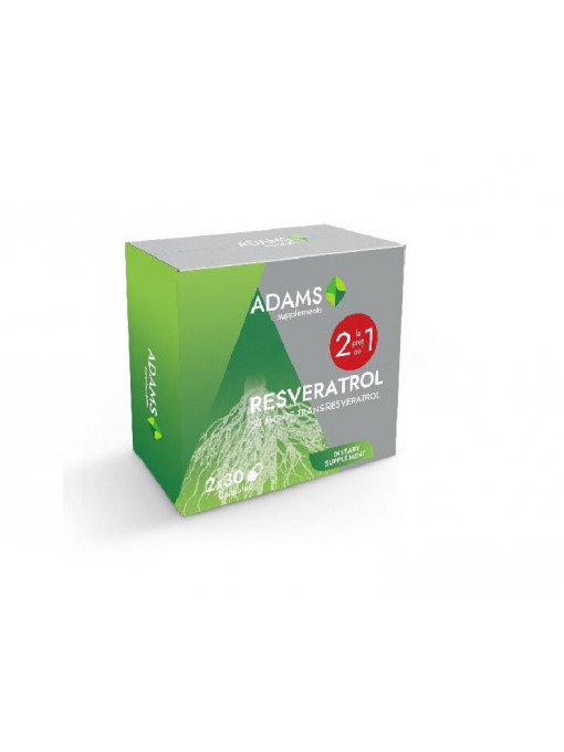 Adams supplements resveratrol 50 mg pachet 1+1 gratis 1 - 1001cosmetice.ro