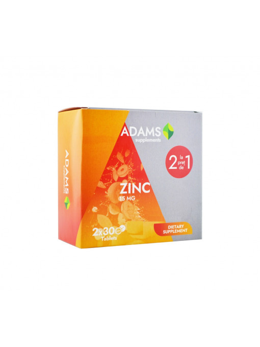 Suplimente &amp; produse bio, afectiuni: par - unghii - piele | Adams supplements zinc 15 mg pachet 1+1 gratis | 1001cosmetice.ro