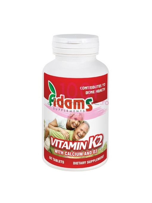 Afectiuni, afectiuni: cardiovascular | Adams vitamin k2+ ca+ d3 suplimente alimentare cutie 60 tablete | 1001cosmetice.ro