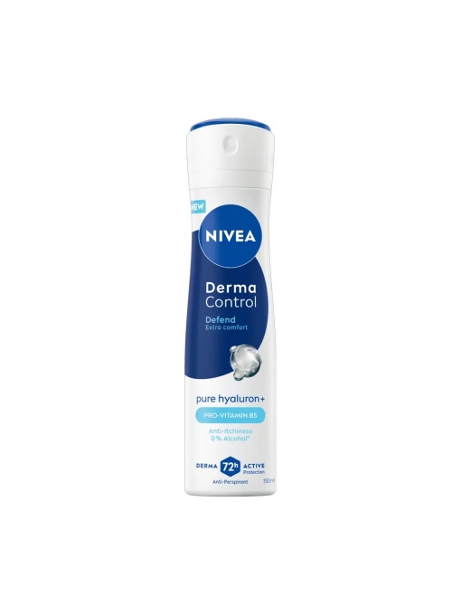 Spray &amp; stick dama | Antiperspirant 72h derma control defend extra comfort 0% alcool, nivea, 150 ml | 1001cosmetice.ro