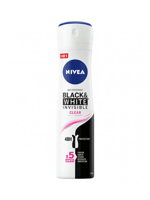 Spray &amp; stick dama, nivea | Antiperspirant spray black & white invisible original 48h nivea, 150 ml | 1001cosmetice.ro