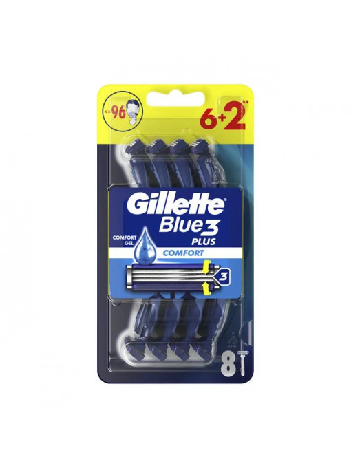 Aparat de ras Blue 3 Plus Comfort, Gillette, 8 bucati