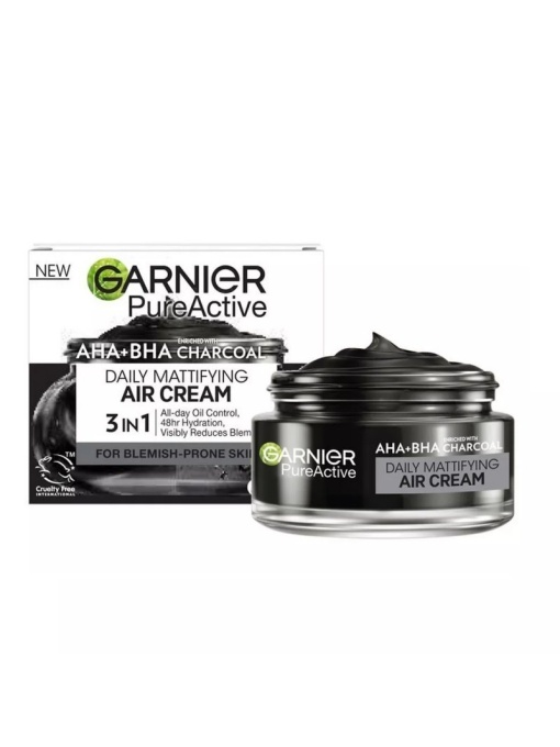 Creme fata | Crema matifianta, cu aha + bha charcoal, pentru controlul sebumului, garnier, 50 ml | 1001cosmetice.ro