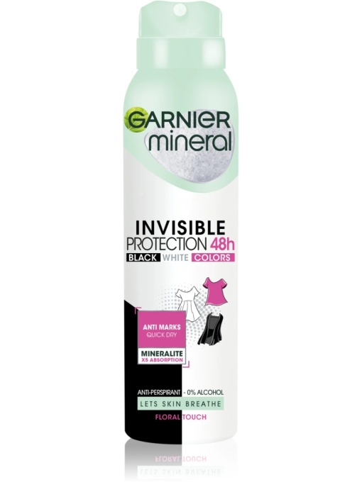 Garnier | Deodorant antiperspirant spray pentru femei invisible protection floral touch 48h, garnier 150 ml | 1001cosmetice.ro