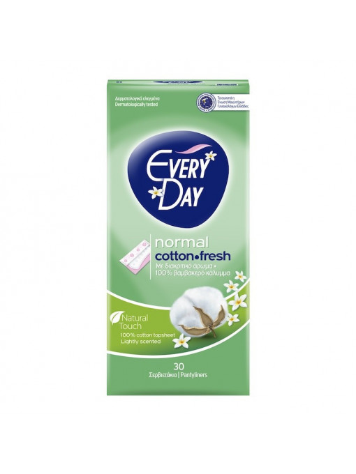 Igiena intima, produs: absorbante | Everyday absorbante normal cotton fresh natural touch 30 de bucati | 1001cosmetice.ro