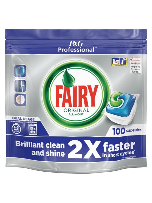 Fairy | Fairy original all in one briliant clean and shine pastile pentru masina de spalat vase pachet 100 bucati | 1001cosmetice.ro