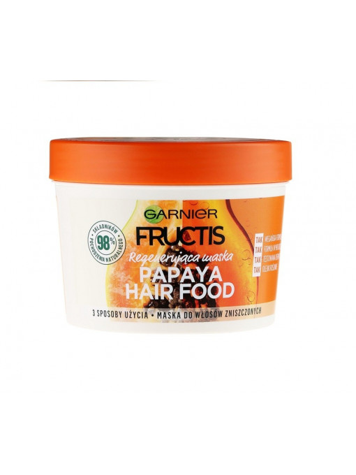 Par, garnier | Garnier fructis papaya hair food 3in1 masca pentru par deteriorat / dezordonat | 1001cosmetice.ro