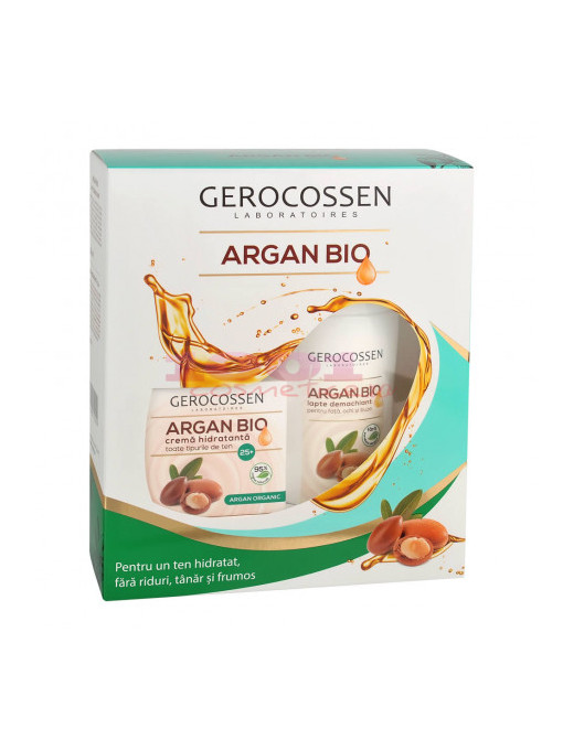 Gerocossen argan bio crema hidratanta 25+ + lapte demachiant 200 ml set 1 - 1001cosmetice.ro