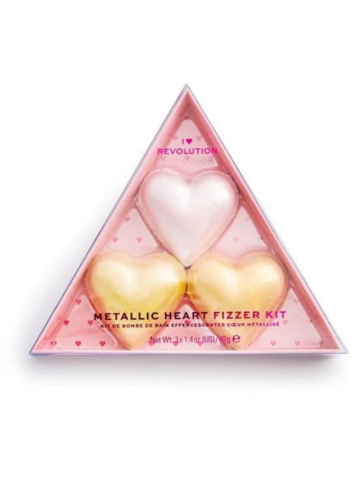 Corp, makeup revolution | Makeup revolution matallic heart fizzer kit 3 bile efervescente | 1001cosmetice.ro