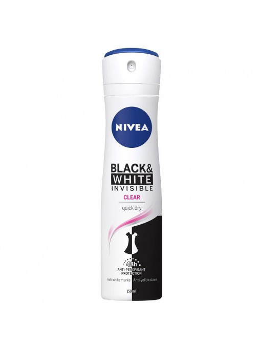 NIVEA INVISIBLE CLEAR FOR BLACK WHITE DEOSPRAY ANTIPERSPIRANT FEMEI