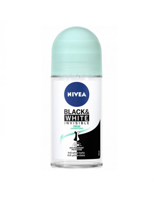 Nivea invisible for black & white fresh 48h antiperspirant women roll on 1 - 1001cosmetice.ro