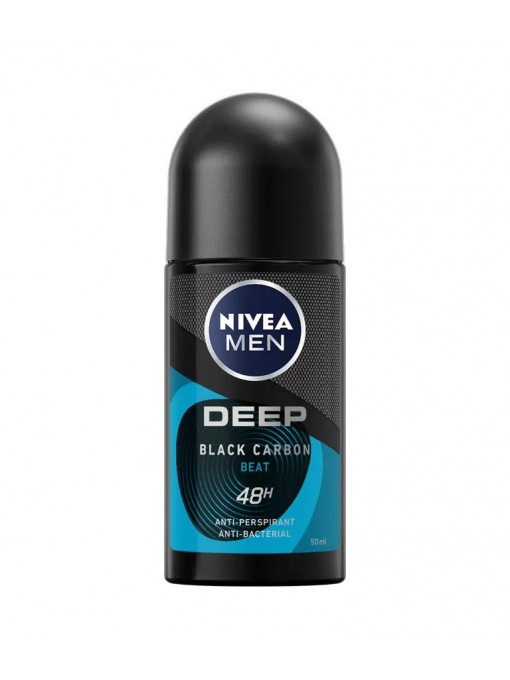 Spray &amp; stick barbati, model: roll on | Nivea men deep black carbon 48h deodorant antiperspirant roll on | 1001cosmetice.ro