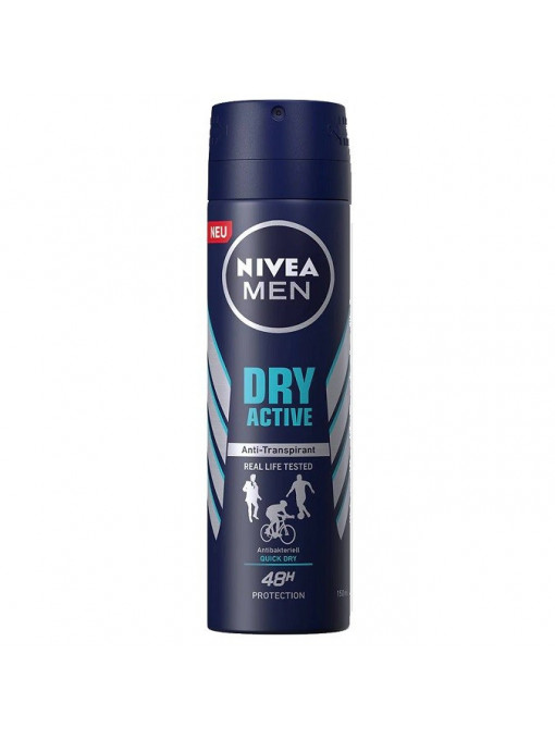 Spray & stick barbati | Nivea men dry fresh active antiperspirant deodorant spray | 1001cosmetice.ro